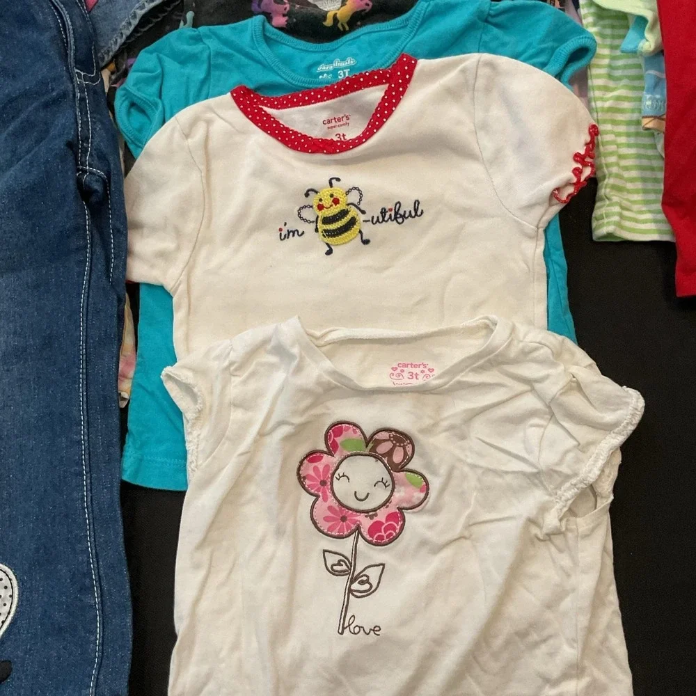 Mixed Brands Outfit Lot Girls 3T Jeans Shorts Dress 24pc Disney Minnie Trolls